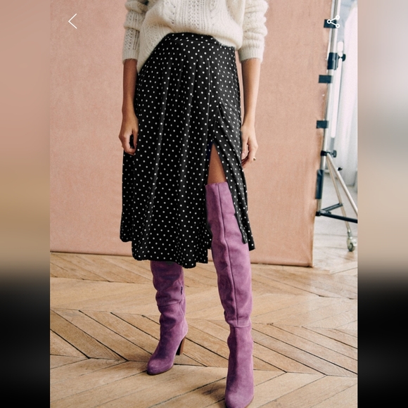 Sezane Alicia Polka Dot Midi Length Skirt - Picture 3 of 4